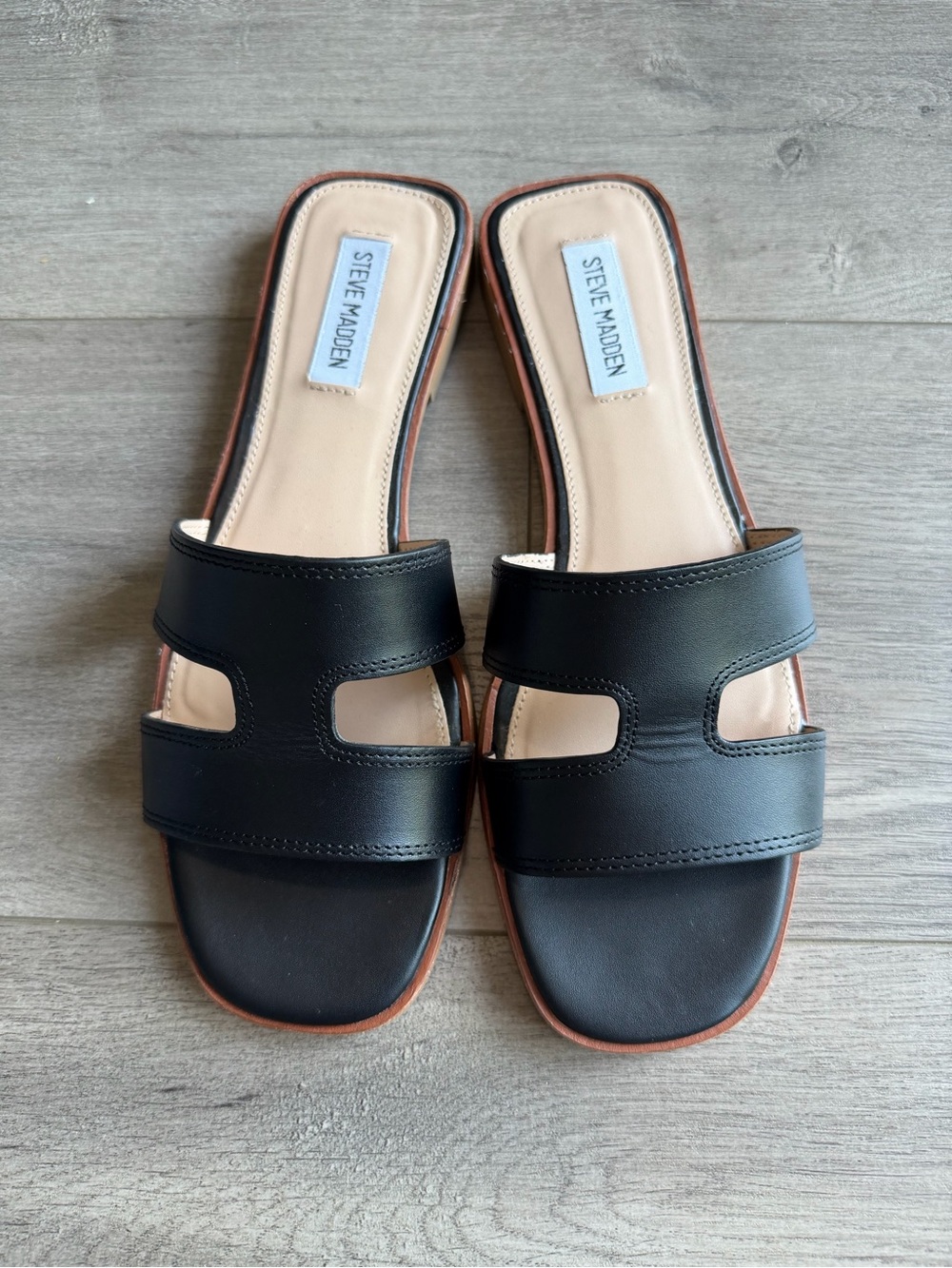 Steve Madden HADYN BLACK LEATHER sandal - size 9.5